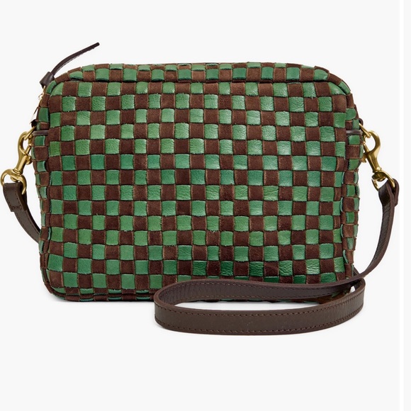 Clare V Handbags - Clare V. Green and Brown Woven Leather Crossbody